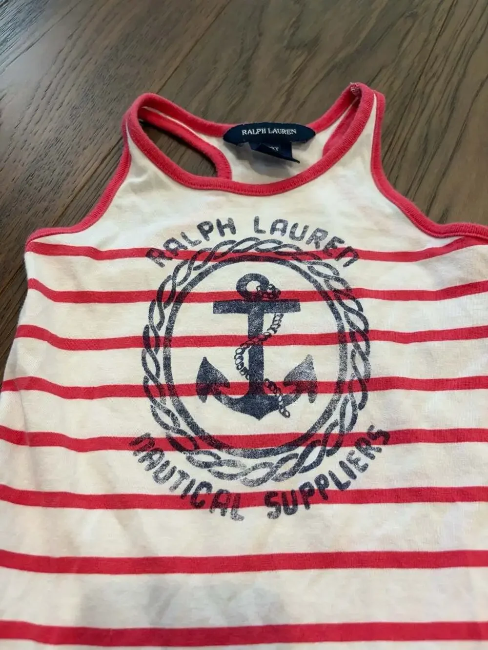Ralph Lauren Toddler Girls Nautical Anchor Ruffle Hem Dress